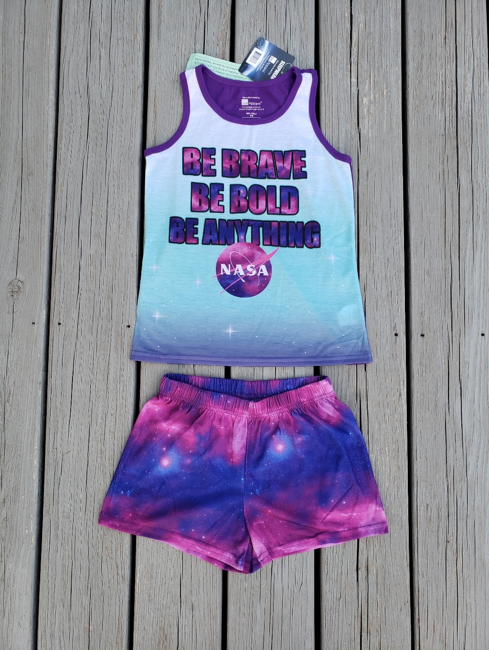 NASA Girls Galaxy Tie Dye Print 2 Pc Sleepwear Set Size 7/8